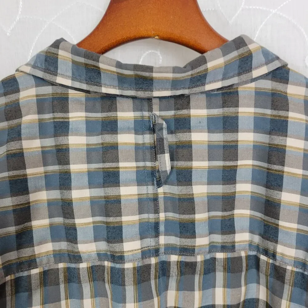 The North Face Camp‎ Shirt Mens Large Brown Tan Plaid Short Sleeve Button Up